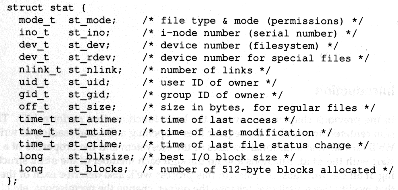 struct stat Tipi di dati di sistema primitivi definiti in