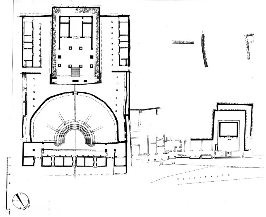 CuPAUAM 28-29, 2002-2003 Dediche di armi nei santuari sannitici 97 Fig. 1 Pietrabbondante: planimetria del santuario (da La Regina, 1989: tav. I, i).