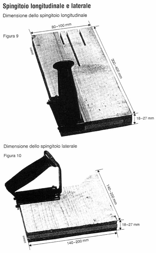 SPINGITOI Per impedire alle mani di avvicinarsi alla dentatura della lama circolare, è bene ricorrere ad appositi spingitoi da munire dell impugnatura che rende