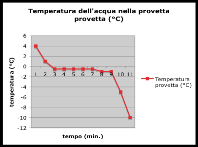 Riscaldamento dell acqua (con conseguente passaggio di stato: solido-liquido) Temperatura provetta