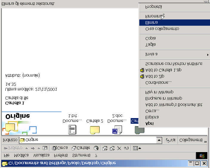 selezionare il documento cliccando una volta sulla sua icona con il pulsante destro del mouse e selezionando Elimina (b) (a) Esempio 4 di