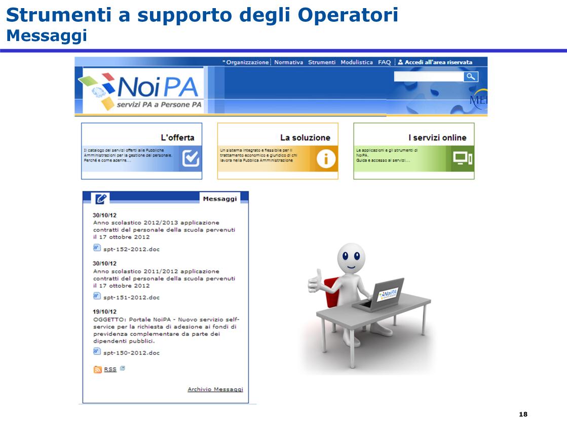 Un altro strumento a supporto è la sezione dei messaggi accessibile dalla pagina iniziale del portale.