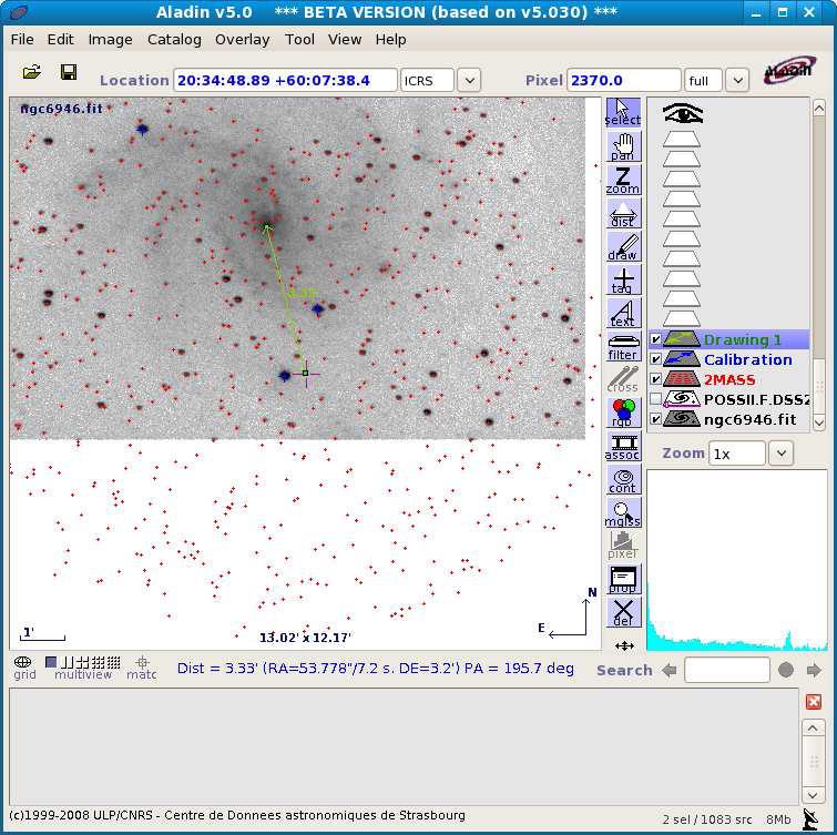 8 Altre supernovae nella stessa galassia Fig. 7: Il database SIMBAD nella finestra di selezione del server. In Aladin selezionare il nuovo piano SIMBAD appena caricato e cliccare il pulsante filtro".