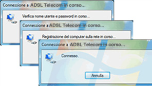 4 Connessione Internet Connessione Internet 1 1 Fare doppio clic sull'icona ADSL Telecom creata sul desktop.