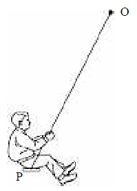 6 ) La figura a fianco mostra un ragazzo che si dondola, partendo da un punto più alto di P. Consideriamo le seguenti forze distinte: 1. Una forza di gravità diretta verso il basso.