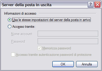 Configura la PEC su Outlook Express 10 Nella finestra rela5va al server della posta in uscita, seleziona la voce Usa le