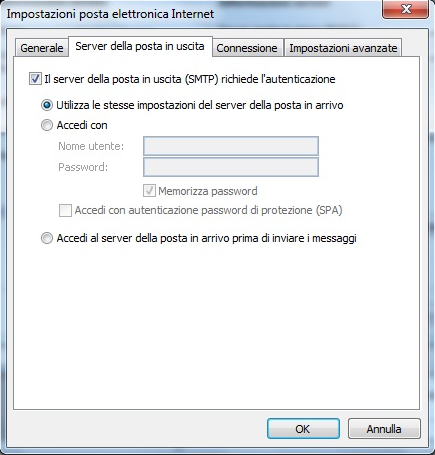 Configura la PEC su Outlook 2003 5 Nel tab Server della posta in uscita seleziona Il server della posta in