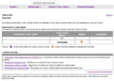 Cliccate sul Numero di Codice Cliente del Codice Cliente che volete modificare o uno qualsiasi dei link