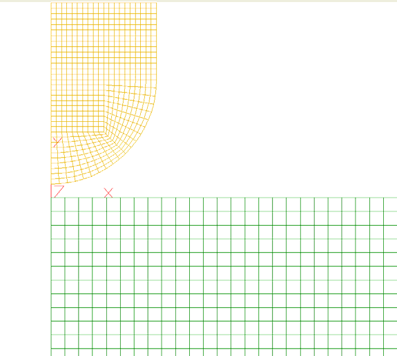 La mesh ha una dimensione di 0,2 mm nel caso del penetratore e 0,5 mm per tile e backing; in totale il numero degli elementi è pari a 46.