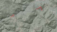 18 19 Fig. 32: Andamento delle difese lineari presso Gradišče sopra Rob (1) e Selo presso Rob (2) (base cartografica: Geopedia.