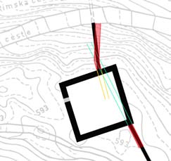 30 31 Le mura del presidio sono spesse 1,25-1,6 m e non corrono in linea retta ma, assecondando la configurazione del terreno, presentano un andamento spezzato con deviazioni più o meno significative.