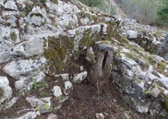 Prospetto interno della parte meridionale delle mura (Archivio AONMS). Fig. 107. Punto di congiunzione tra il muro di sbarramento sud-ovest e la cinta sud della fortezza (Brusin 1959, tav.