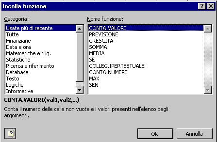 L autocomposizione si sviluppa in due soli passaggi. Il primo serve per selezionare la funzione che si vuole utilizzare mentre il secondo guida l utente all inserimento degli argomenti.