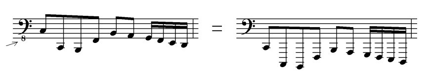 al di sotto del pentagramma (talvolta con la dicitura 8 vb ) indica che le note vanno lette un ottava inferiore.