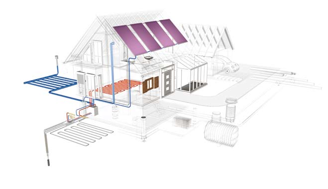 SOLUZIONI PER LA CASA A 0 LITRI 1 2 2 1 Collettori REHAU SOLECT Il solare termico permette di produrre energia solare e di utilizzarla in modo efficiente per il riscaldamento dell acqua potabile e