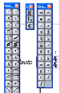 Lo Score Editor Le palette (le tavolozze, tanto per parlare italiano) possono essere selezionate in sequenza e rimanere