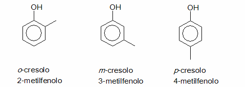 I tre composti riportati in questo esempio sono tre fenoli.