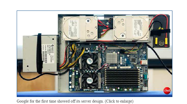 Server di un data Center di Google the Google server was 3.5 inches thick--2u (rack units).