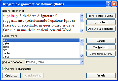 Modulo 3 - Nuova ECDL G. Pettarin Word processing Controlla ortografia e grammatica Word inizia a perlustrare il documento alla ricerca di errori.