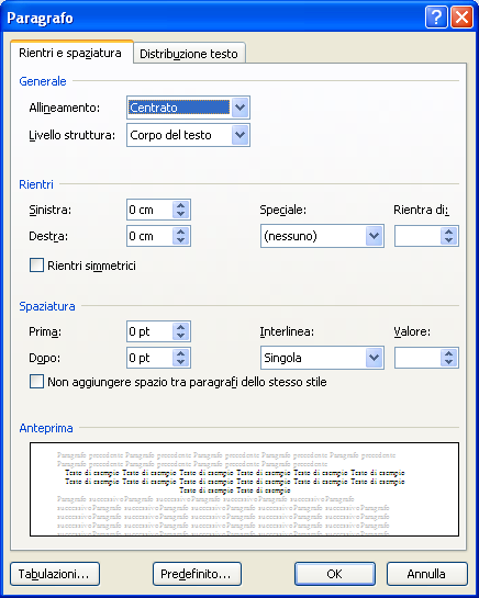 Modulo 3 - Nuova ECDL G. Pettarin Word processing Finestra Paragrafo La casella a discesa Allineamento permette di scegliere l'allineamento a sinistra, a destra, centrato o giustificato.