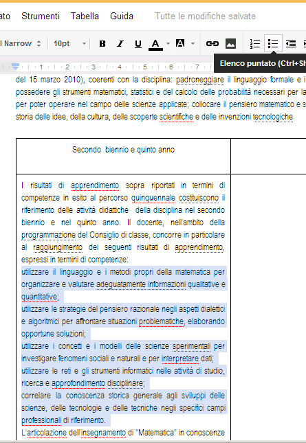 Inserisci una tabella con 2 colonne e 4 righe ciccando su Tabella- inserisci Tabella e seleziona il n.