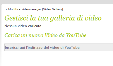 Videogallery La gestione dei Video si effettua con l aiuto di YouTube. Aprite una nuova pagina o scheda del browser col quale navigate e andate sul sito di YouTube http://www.youtube.com/.