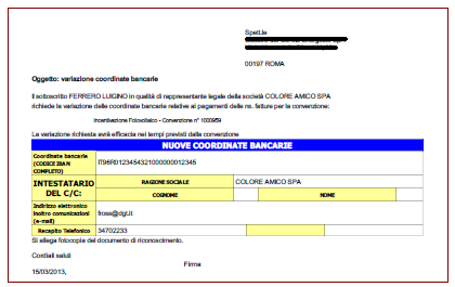 Figura 84 esempio di documento da sottoscrivere e inviare al GSE Il documento controllato e firmato dovrà essere inviato a GSE insieme al documento di identità del Soggetto Responsabile.