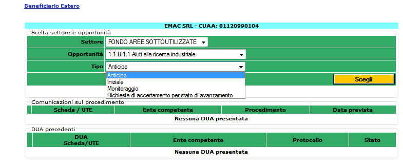 Terminata la creazione della nuova domanda il sistema si posiziona sulla prima pagina di questa. Fig.