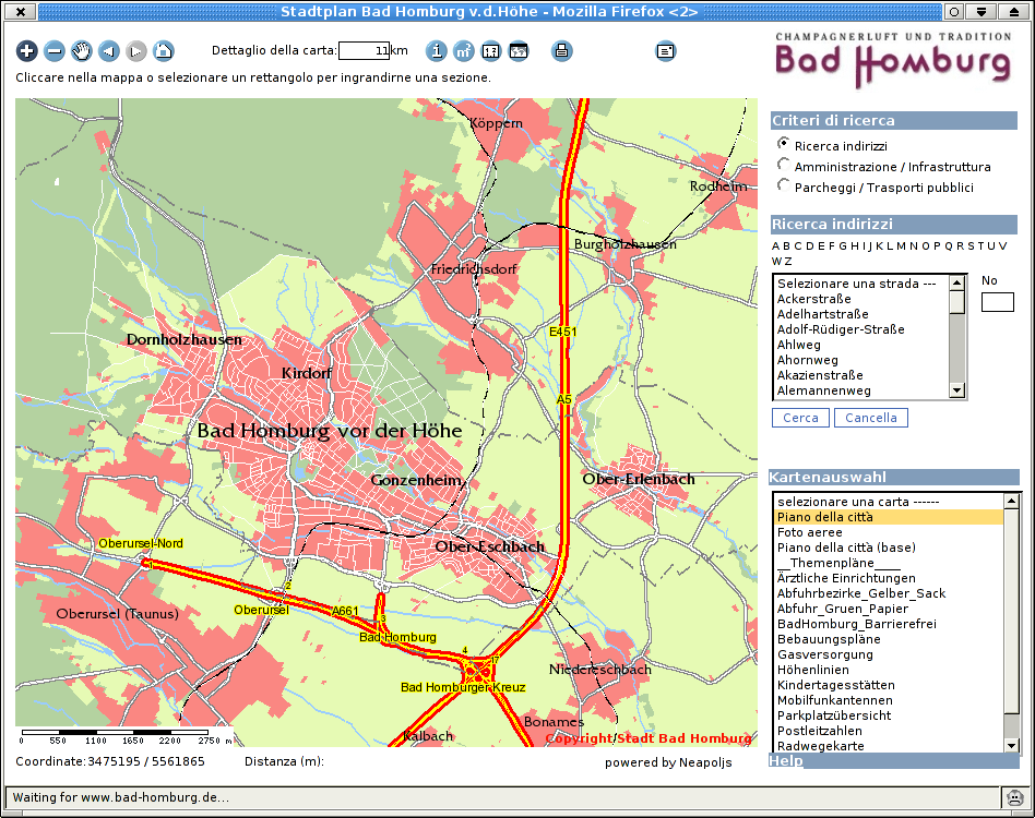 -- Distribuzione di cartografia Città di Homburg (Germania)