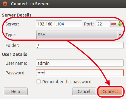 2.5 Connessione tramite SSH Selezionare [File] [Connessione al server ].