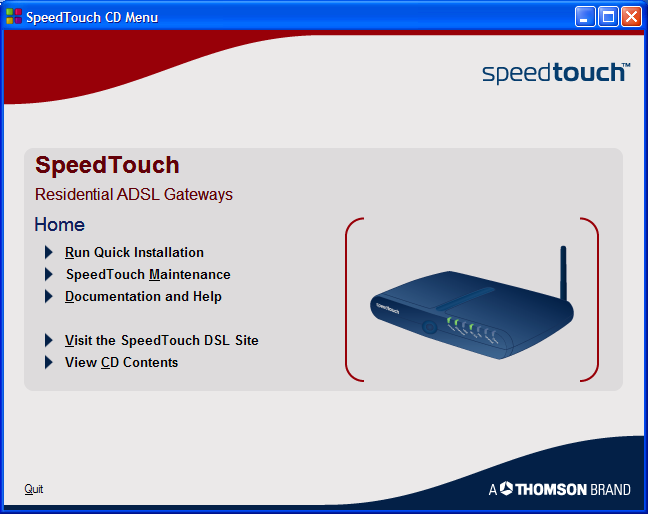 Capitolo 2 Installazione di base 2.3 CD di installazione di SpeedTouch CD di installazione di SpeedTouch SpeedTouch viene fornito con un CD di installazione.