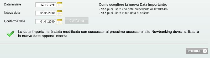 Modifica data importante 7 - Se hai inserito la data correttamente visualizzi questa schermata.