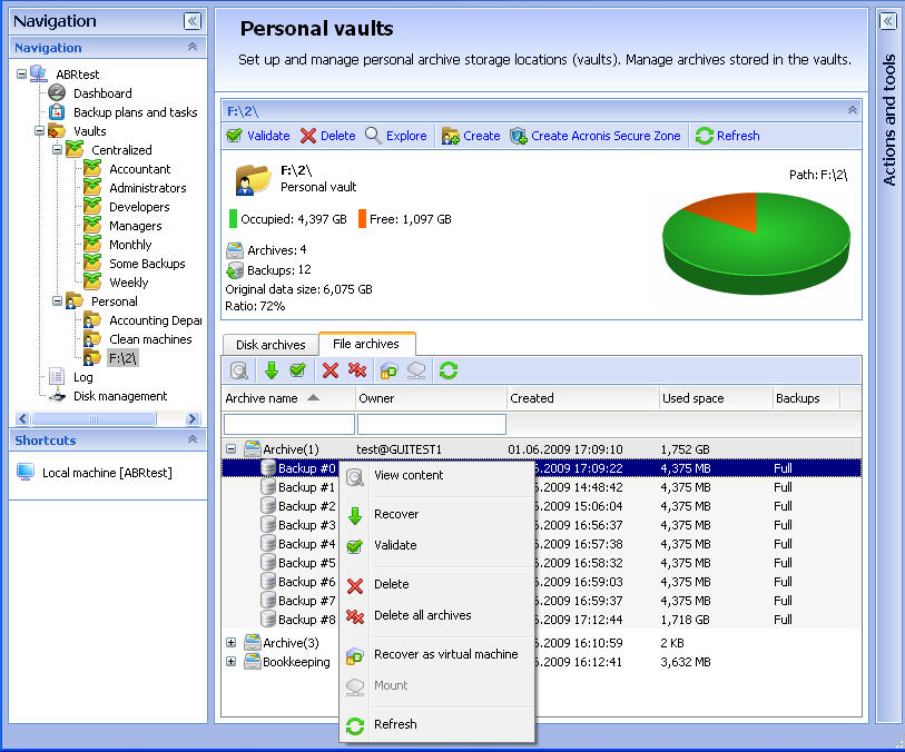 Tutte le attività di configurazione e gestione del nodo di archiviazione vengono eseguite mediante la console di gestione.