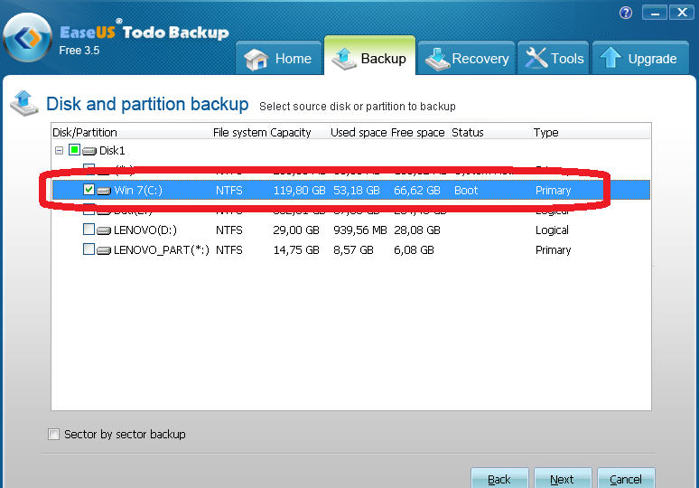 La creazione dell immagine della partizione di sistema può avvenire unicamente con l installazione del programma all interno di Windows, non è possibile utilizzare il CD o la chiavetta USB di avvio: