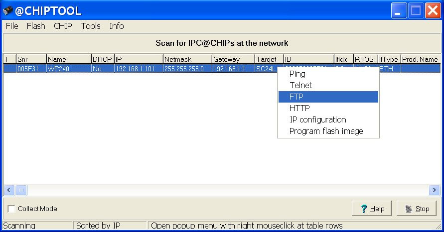 2.4. Connessione FTP e gestione dei files del PLC Un importante strumento offerto dal programma CHIPTOOL è il client FTP.