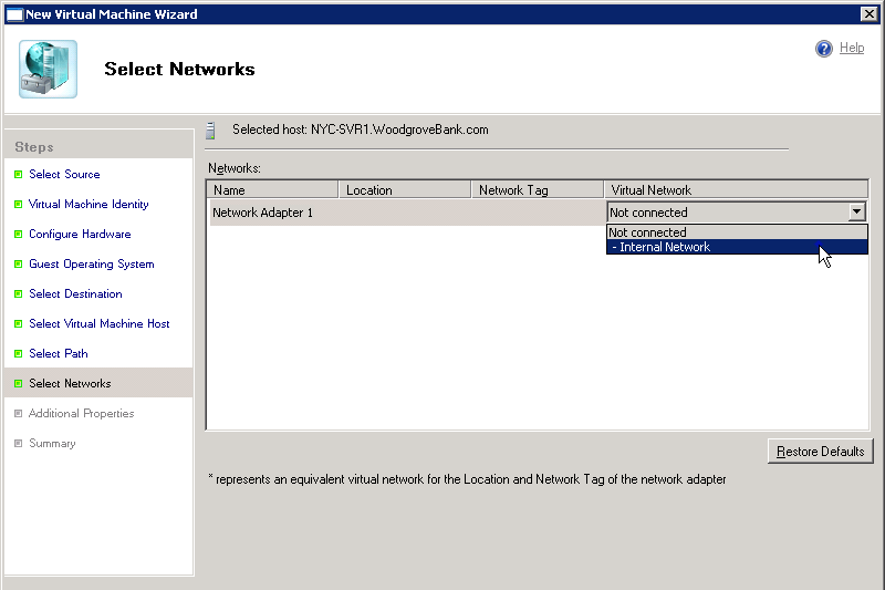 Figura 11 - Scelta della mappatura della scheda di rete ad un virtual switch disponibile L ultimo passaggio del wizard, immediatamente prima del summary delle configurazioni da noi scelte, ci chiede