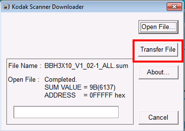 Il downloader viene caricato e verifica che il file sia valido. A questo punto, viene attivato anche il pulsante "Trasferisci file". Fare clic sul pulsante Trasferisci file.
