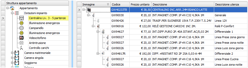 C Aggiungere punti di comando generici completi di scatola, telaio e placca: D Nei punti generici è possibile inserire articoli dal Listino Gewiss per personalizzare il preventivo.