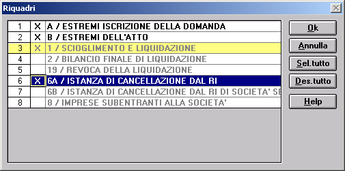 NB compilare sempre il riquadro che interessa, la data di cancellazione risulterà la data del protocollo di presentazione al Registro Imprese.