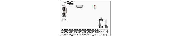 8.4.4 ESPANSIONE 8 INGRESSI - SPEED8 STD Dispositivo: SPEED8 STD Descrizione: Espansione ingressi su linea seriale RS485 Numero di zone: 8 programmabili (non gestisce barriere e dispositivi seriali)