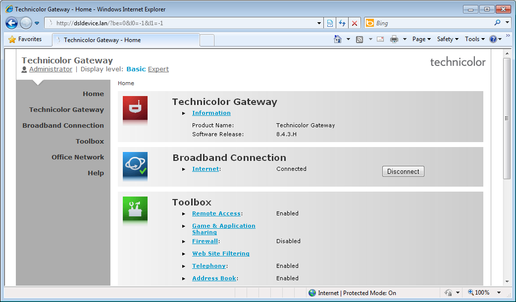 3 GUI DI MEDIAACCESS GATEWAY 3.1 Accesso Accesso alla GUI di MediaAccess Gateway Procedere come indicato di seguito: 1 Aprire il browser Web.