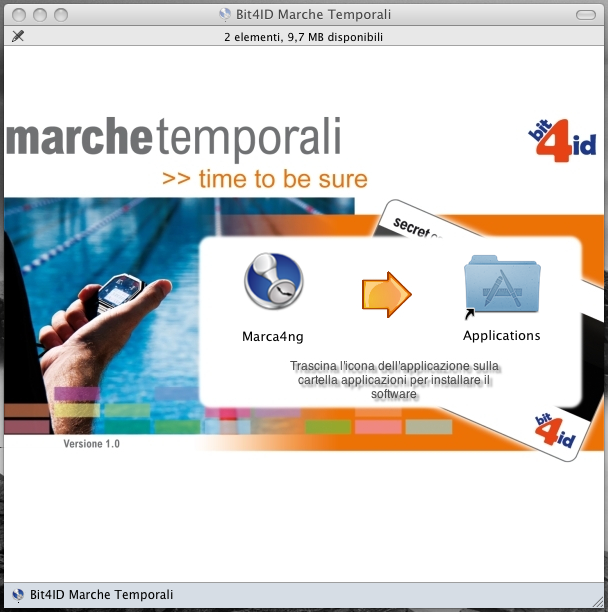 2.2 Sistemi Mac OS X Per installare il prodotto Marche Temporali su sistemi Mac OS X (10.4, 10.5 o 10.