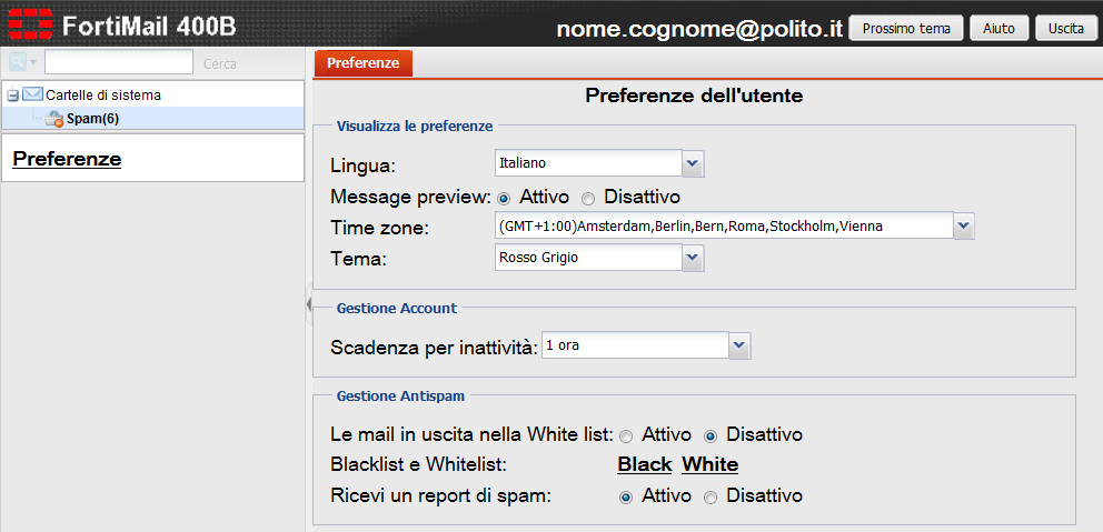 2.3 Gestione via WEB Dopo aver effettuato il login, sarà possibile gestire l intera quarantena, utilizzando i comandi release (rilascia) o delete (cancella) (Figura D).