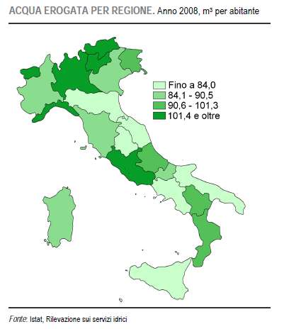 Acqua potabile captata: 152 m