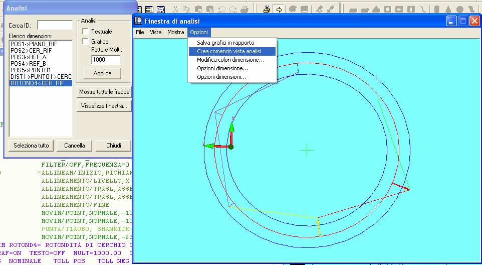 -> Analisi grafica Selezionare la dimensione / dimensioni che si vogliono