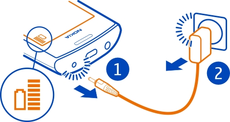 Carica Caricamento della batteria La batteria è stata parzialmente precaricata, ma potrebbe essere necessario ricaricarla prima di accendere il telefono per la prima volta.