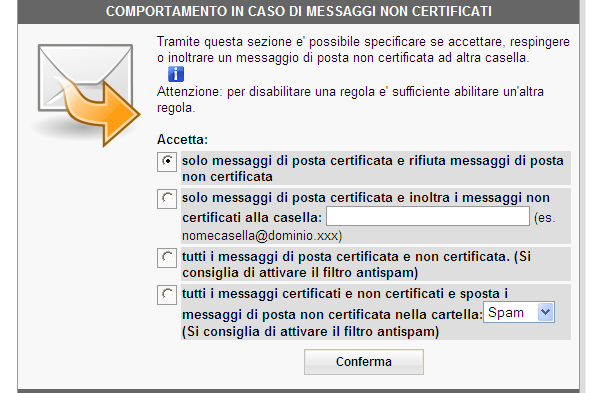 Dopo questa operazione, verificare la configurazione di tutti i software di posta utilizzati per la gestione della casella di Posta Certificata.