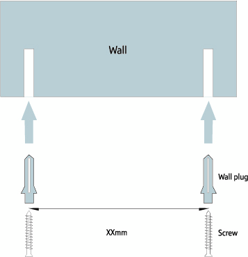 17. Installazione a parete IMPORTANTE Prima di installare il D1011 a parete, verificare di non trapanare eventuali fili o tubi nascosti.