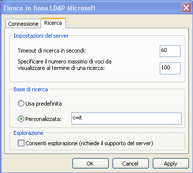 Figura 5 Outlook 2007 Impostazioni avanzate (1/2) Si faccia riferimento all appendice per la corretta valorizzazione dell hostname e porta.