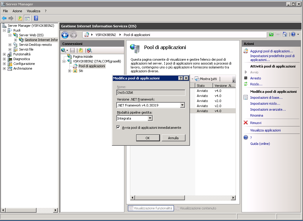 4. Configurazione Software post-installazione 4.1 Lato Server: configurare utilizzo.net 4.0.x.